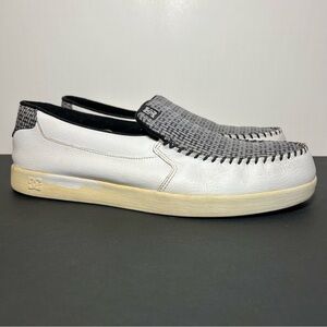 Mens DC Shoes Villain White Leather Slip On Shoes / Size 13
